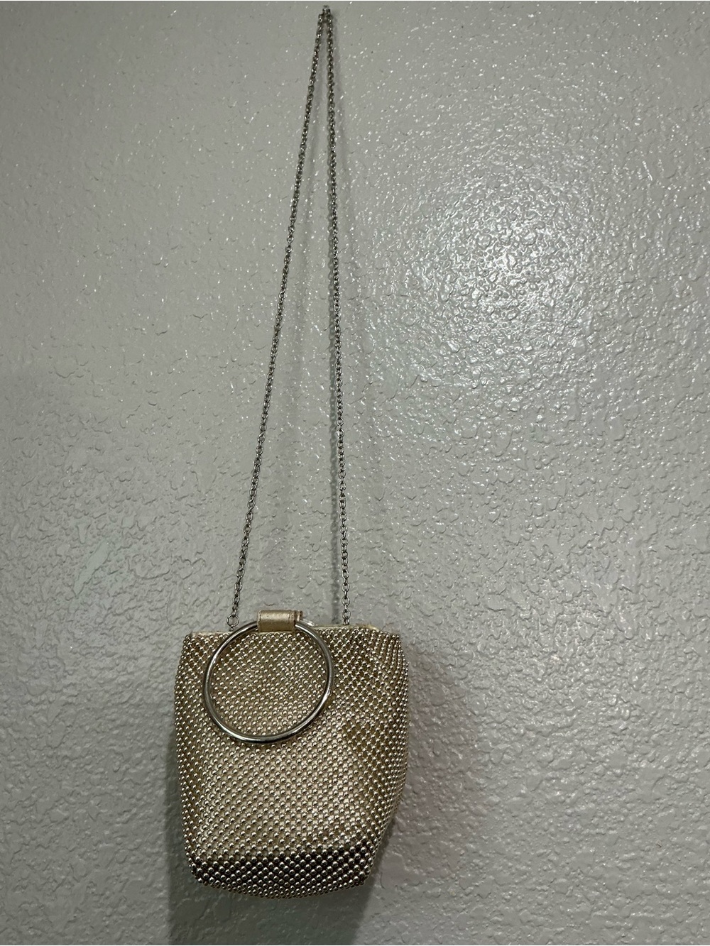 Jessica McClintock Gold Metallic Mini Crossbody with Ring Detail
